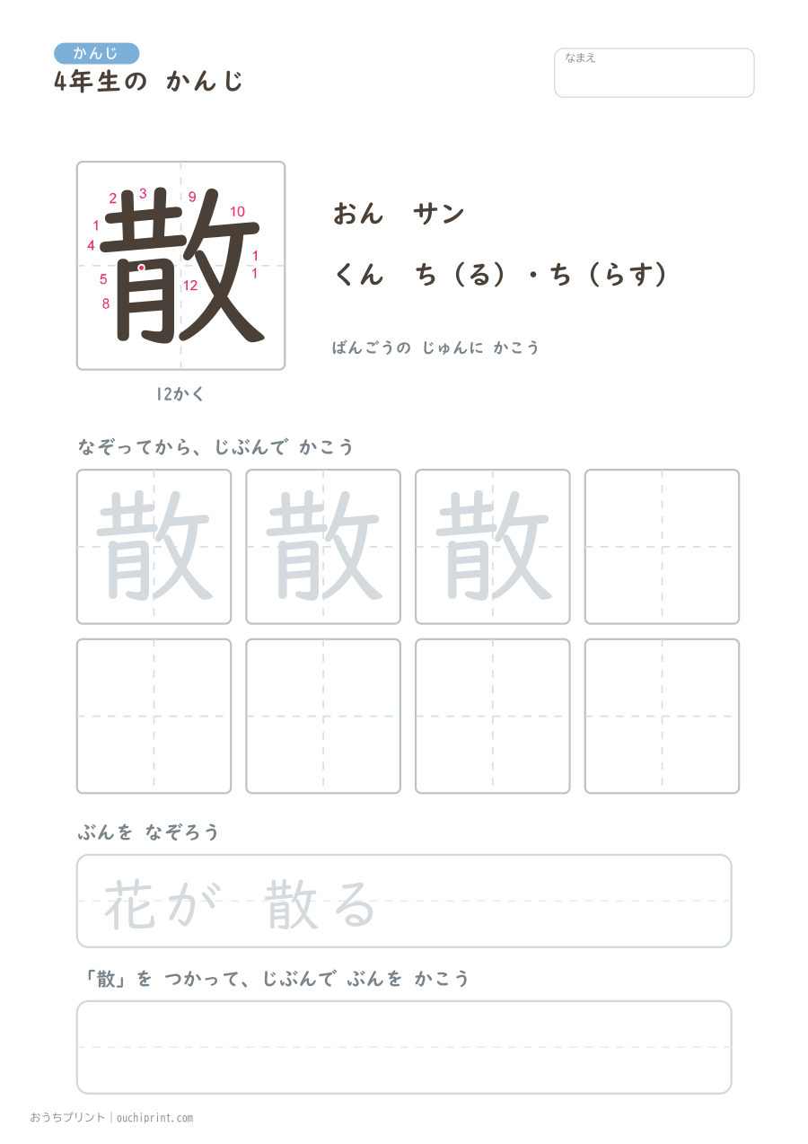4年生の かんじ 202字(書き順ばんごうつき・ふつう版) 143ページめ