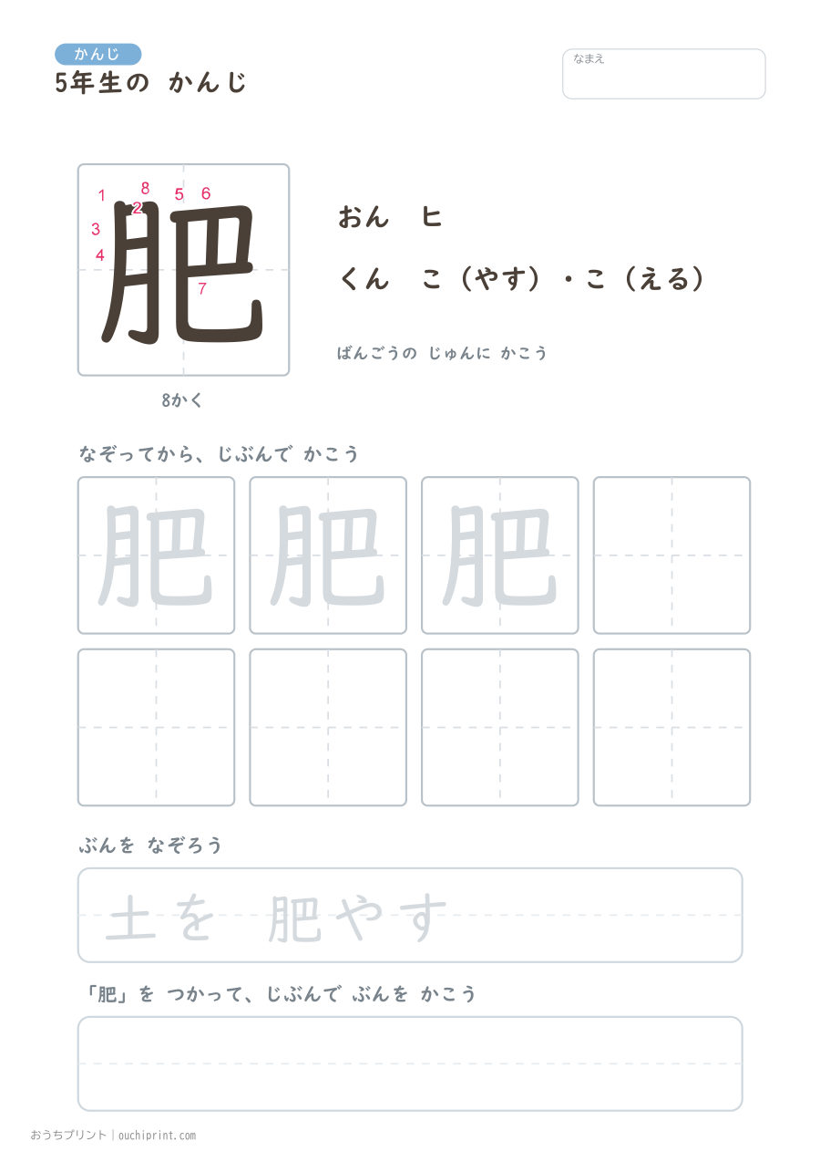 5年生の かんじ 193字（書き順ばんごうつき・ふつう版） 53ページめ
