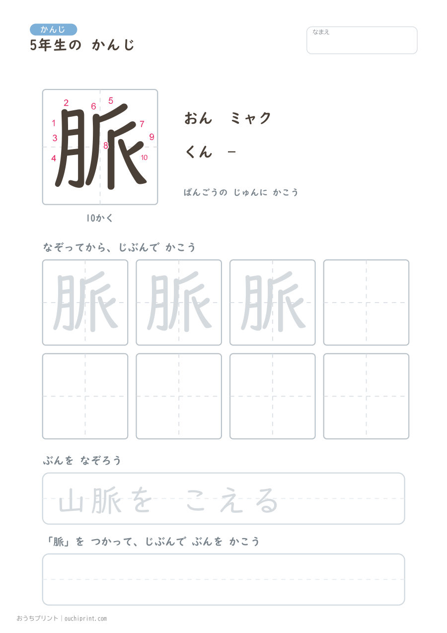 5年生の かんじ 193字(書き順ばんごうつき・ふつう版) 84ページめ