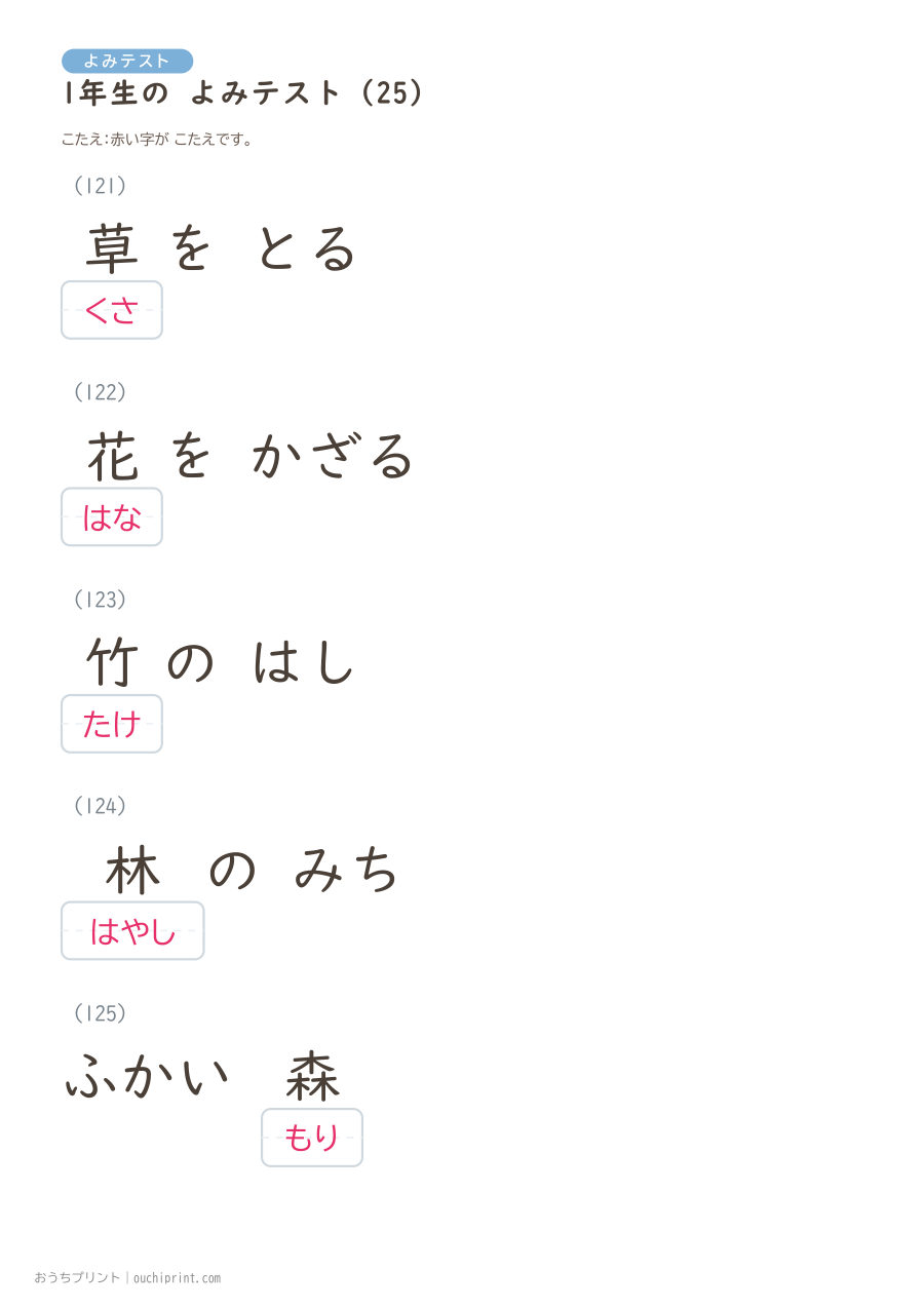 1年生の よみテスト(160問) 57ページめ