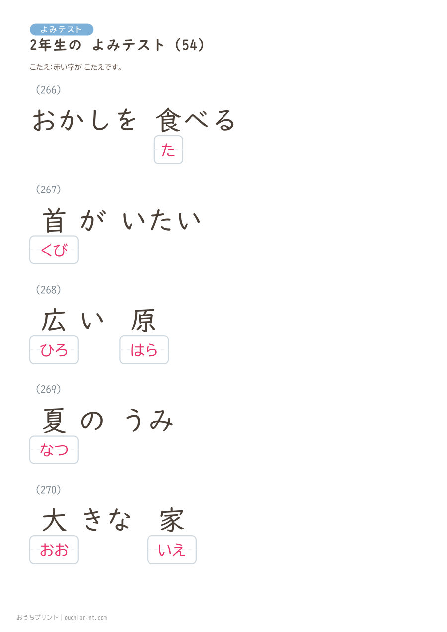 2年生の よみテスト(320問) 118ページめ