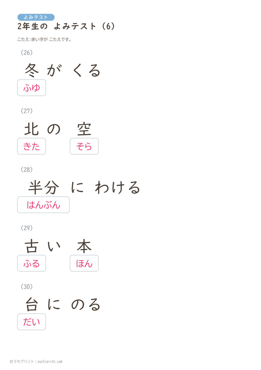 2年生の よみテスト(320問) 70ページめ
