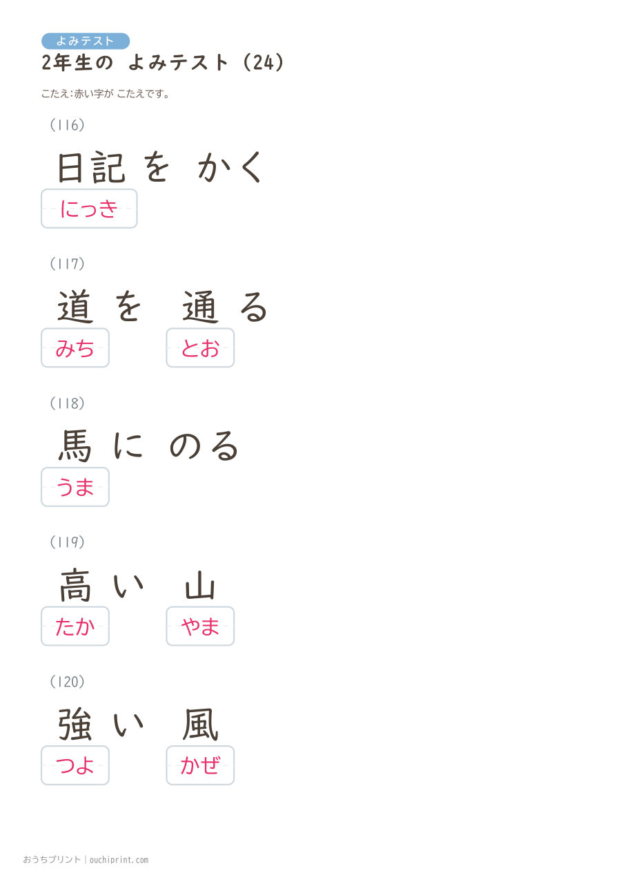 2年生の よみテスト(320問) 88ページめ