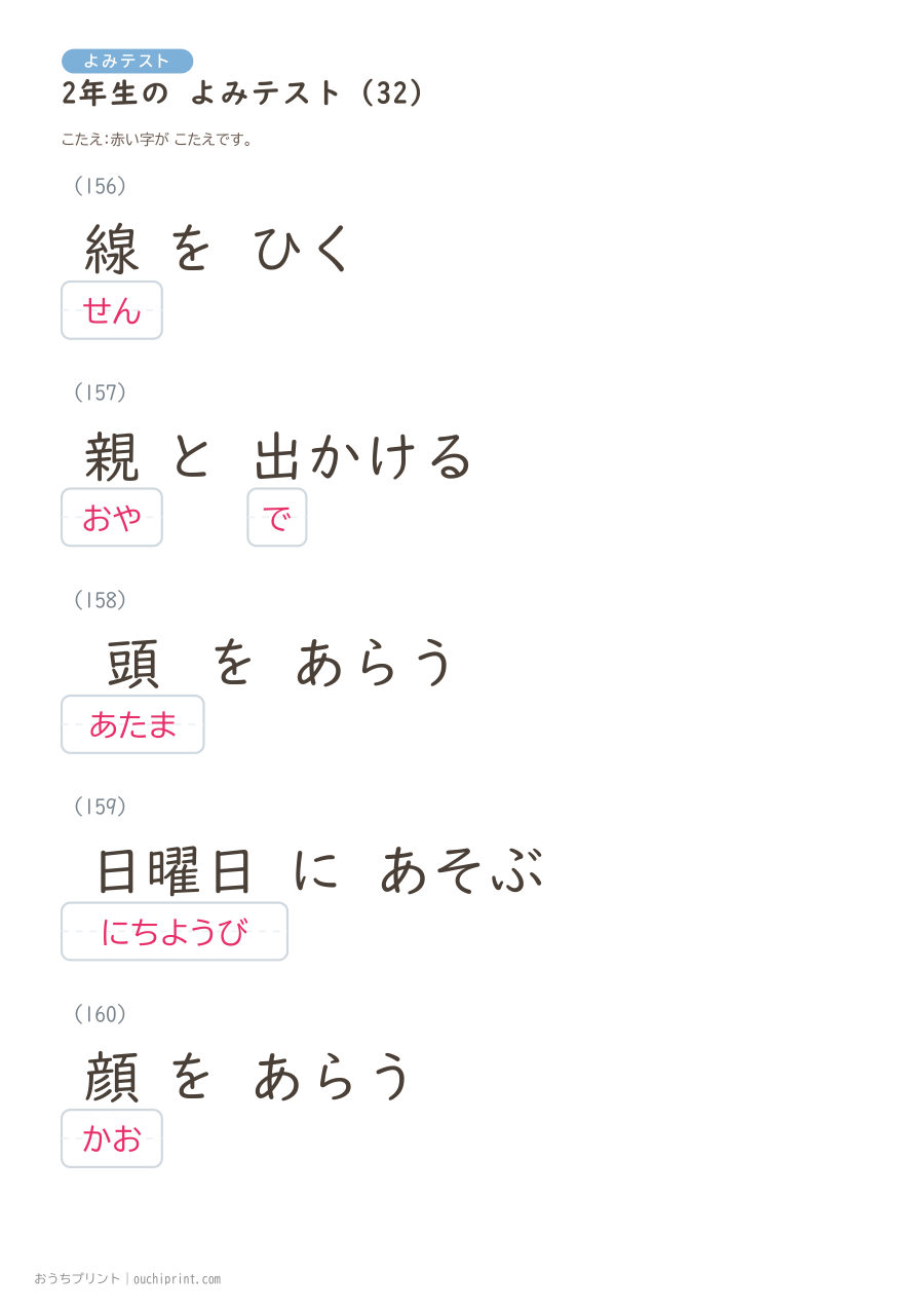 2年生の よみテスト（320問） 96ページめ