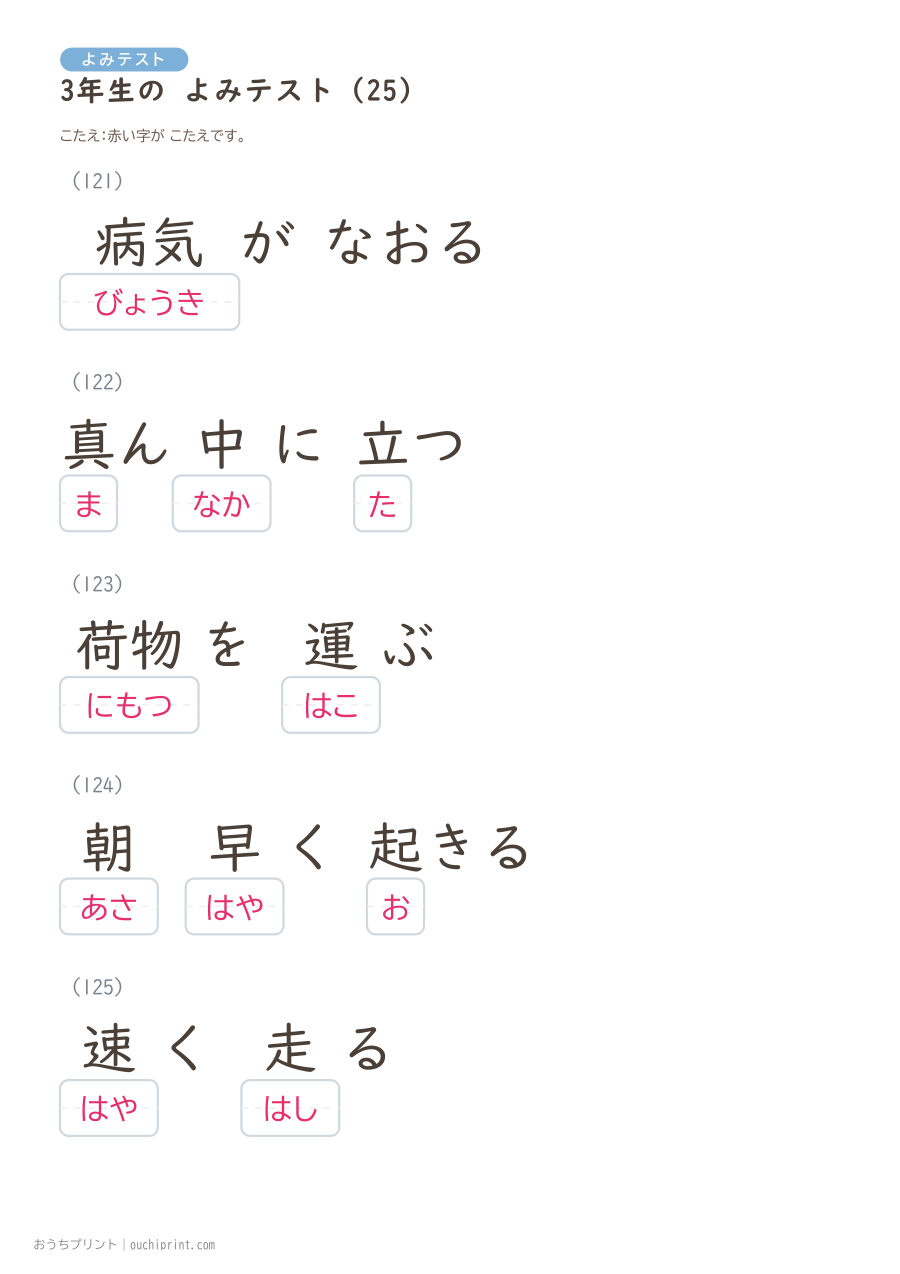 3年生の よみテスト(400問) 105ページめ