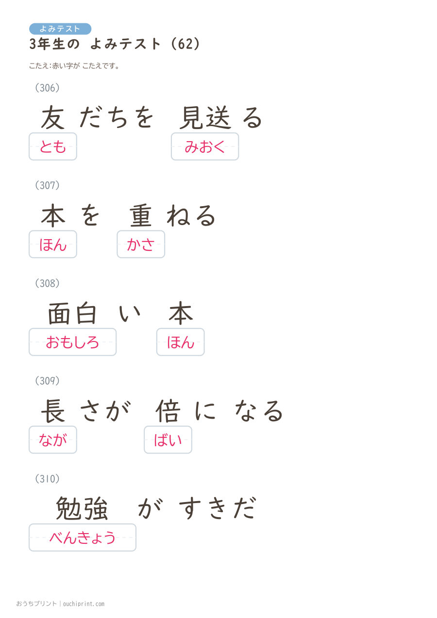 3年生の よみテスト(400問) 142ページめ