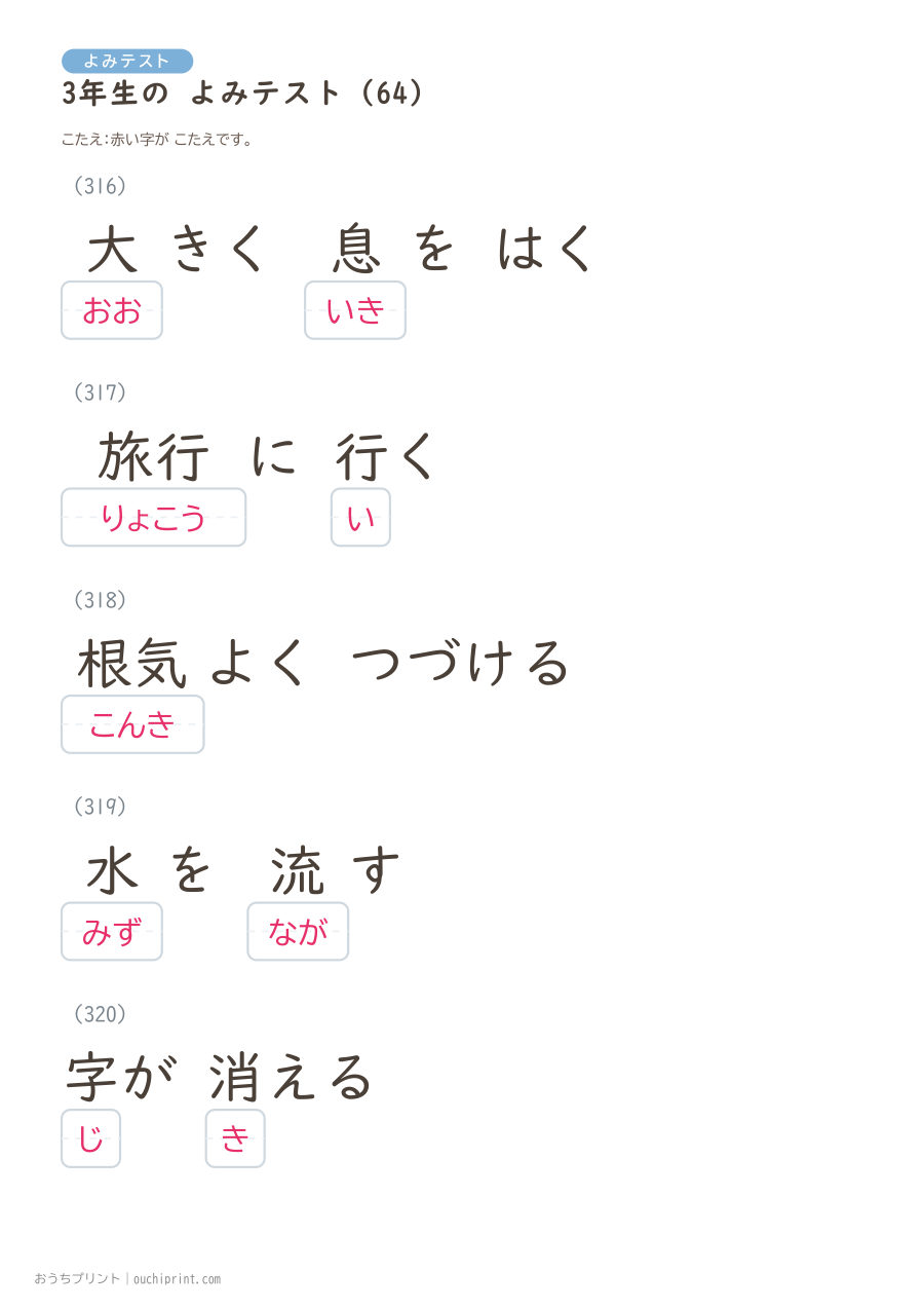 3年生の よみテスト(400問) 144ページめ