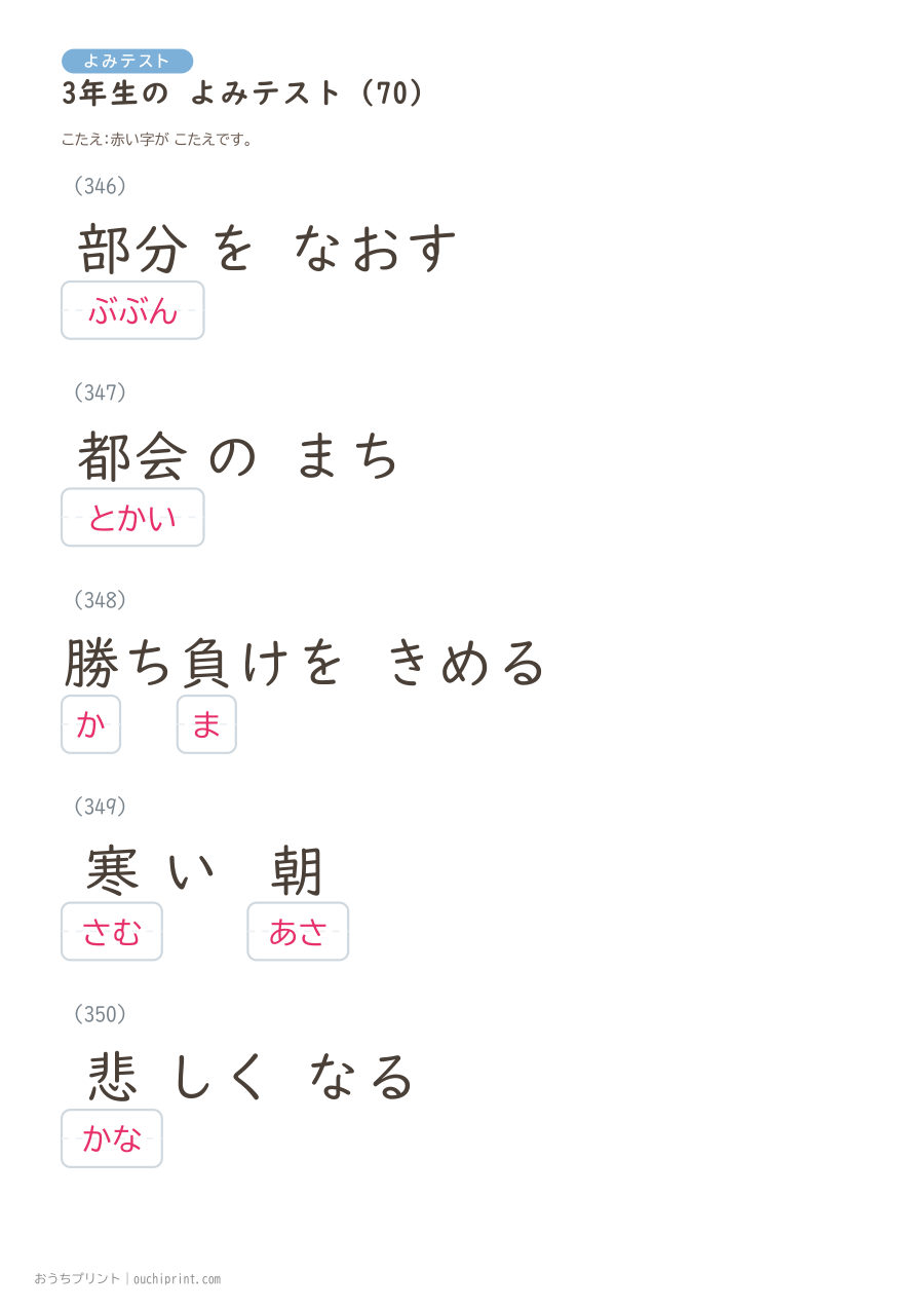 3年生の よみテスト(400問) 150ページめ