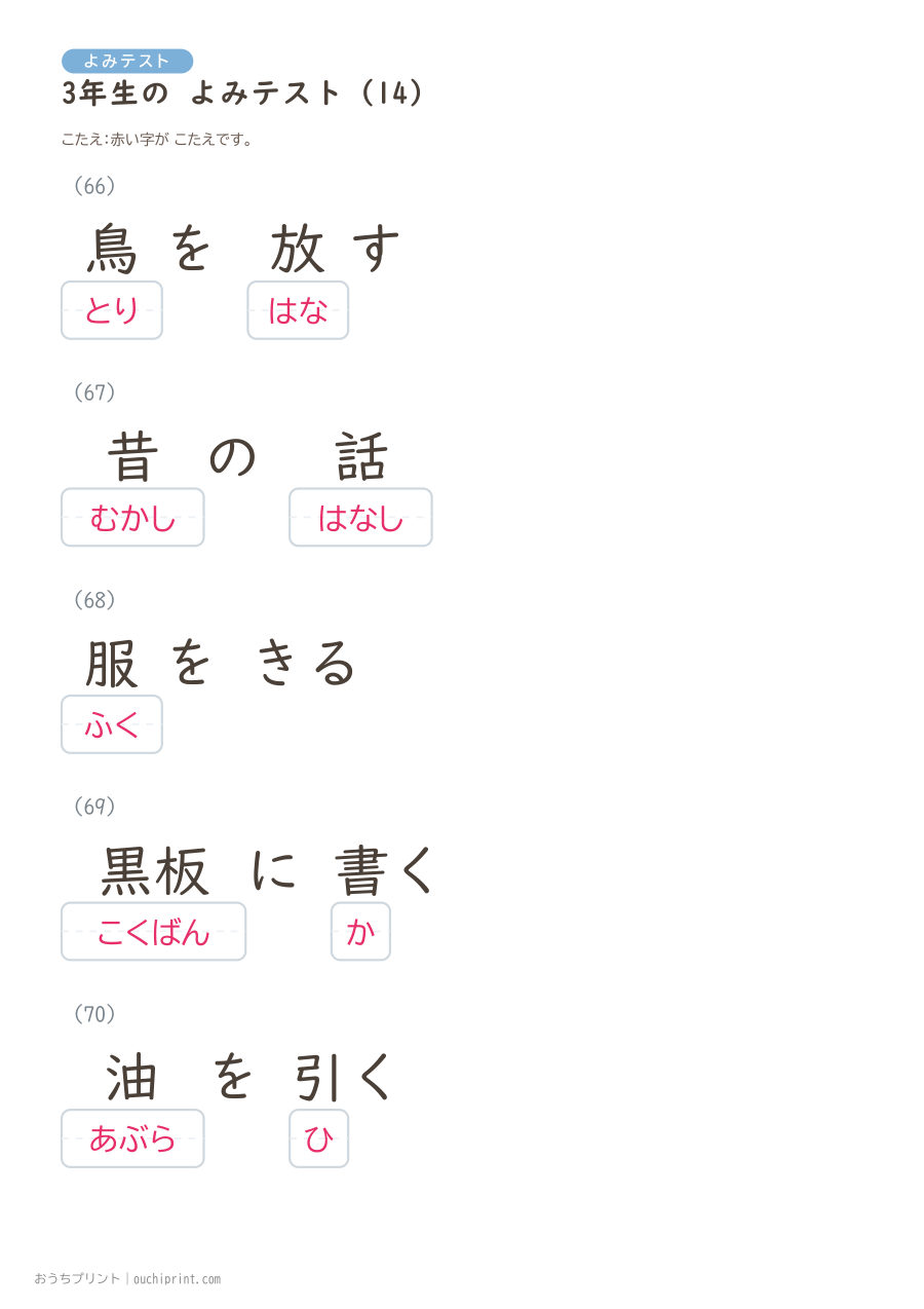 3年生の よみテスト（400問） 94ページめ