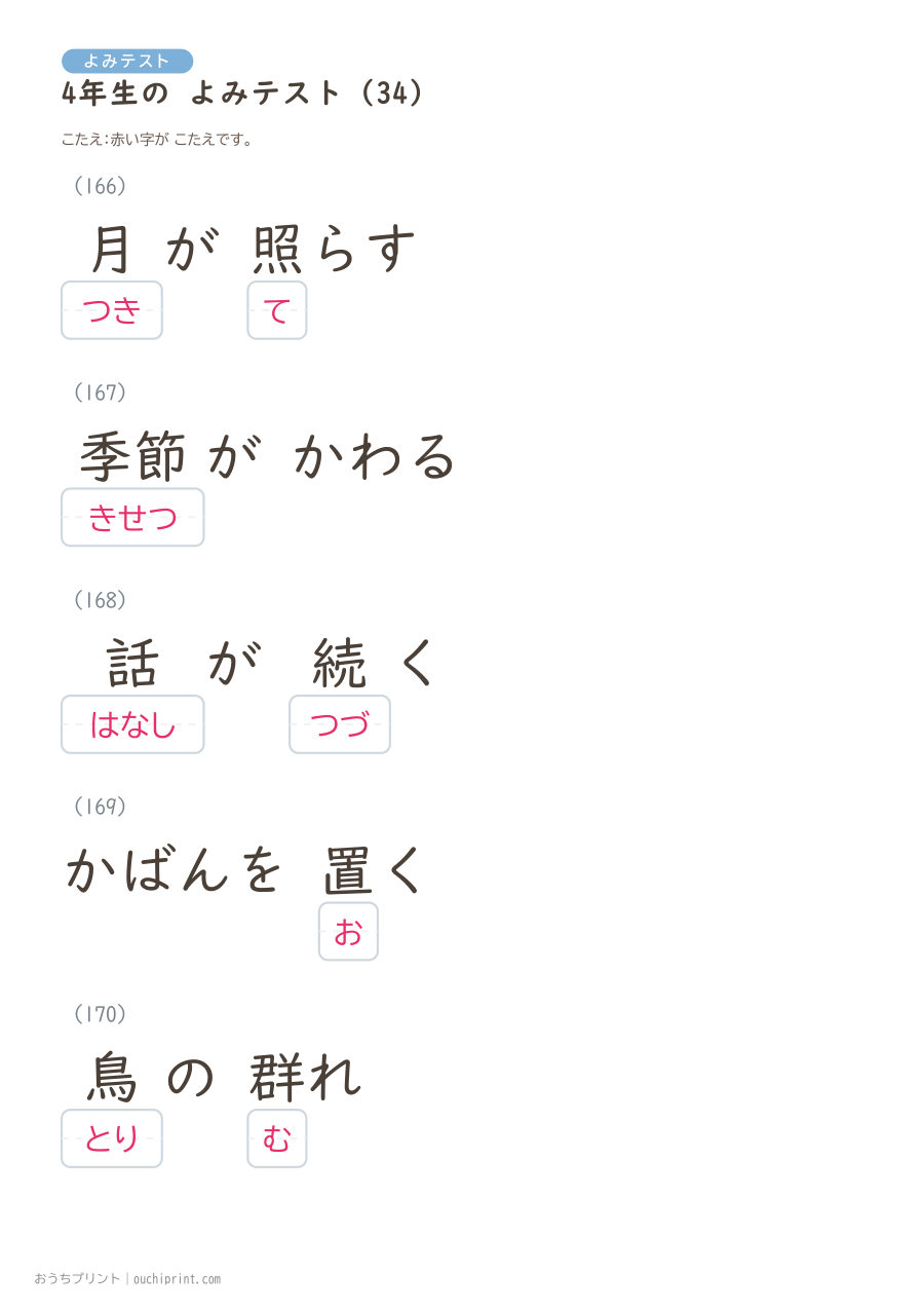 4年生の よみテスト（404問） 115ページめ