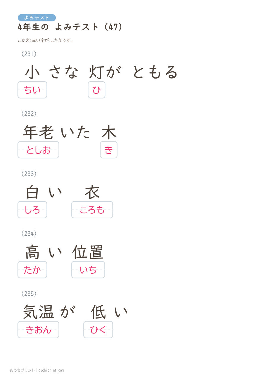 4年生の よみテスト(404問) 128ページめ