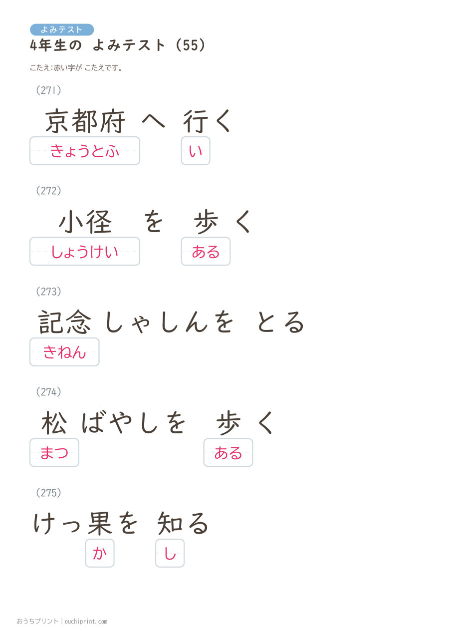 4年生の よみテスト(404問) 136ページめ