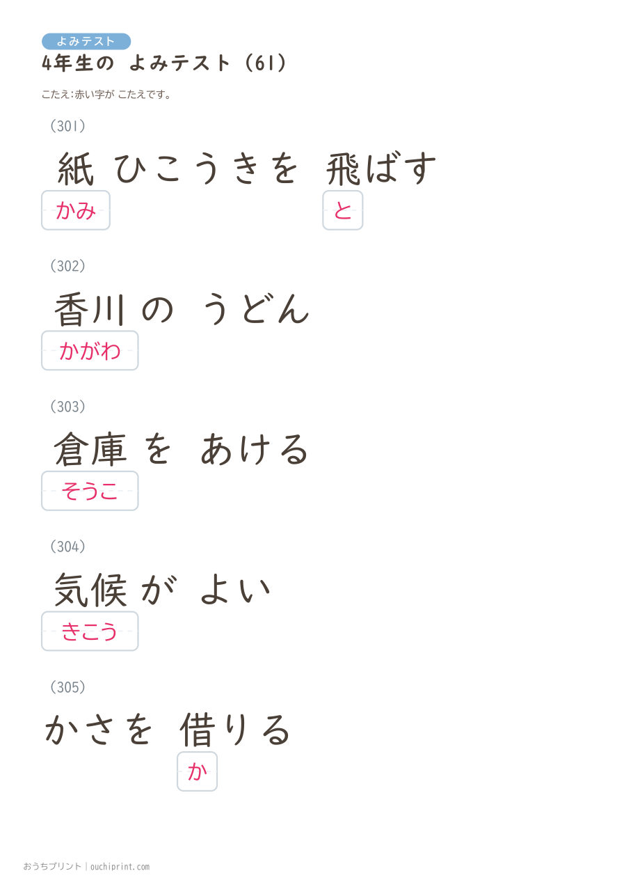 4年生の よみテスト（404問） 142ページめ