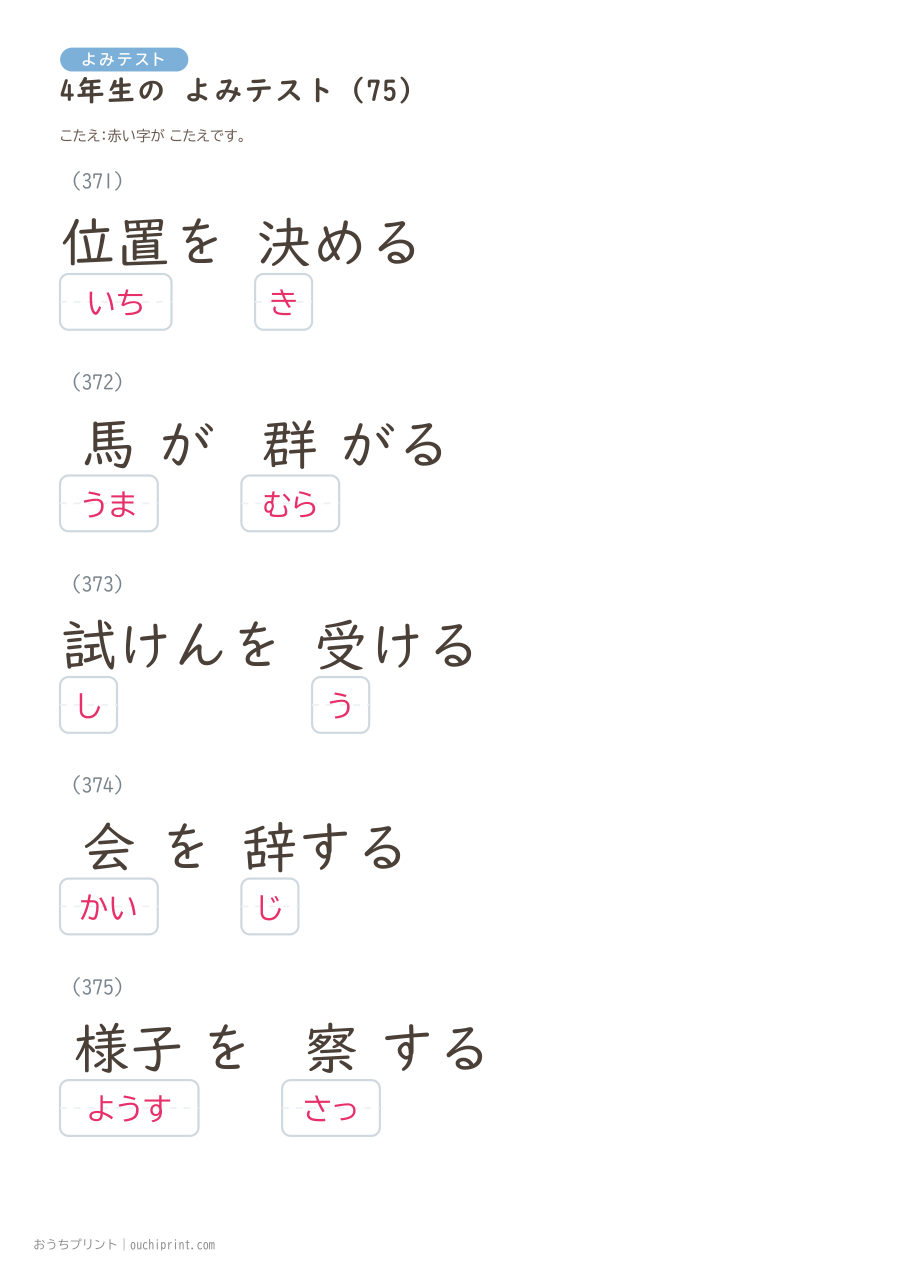 4年生の よみテスト(404問) 156ページめ