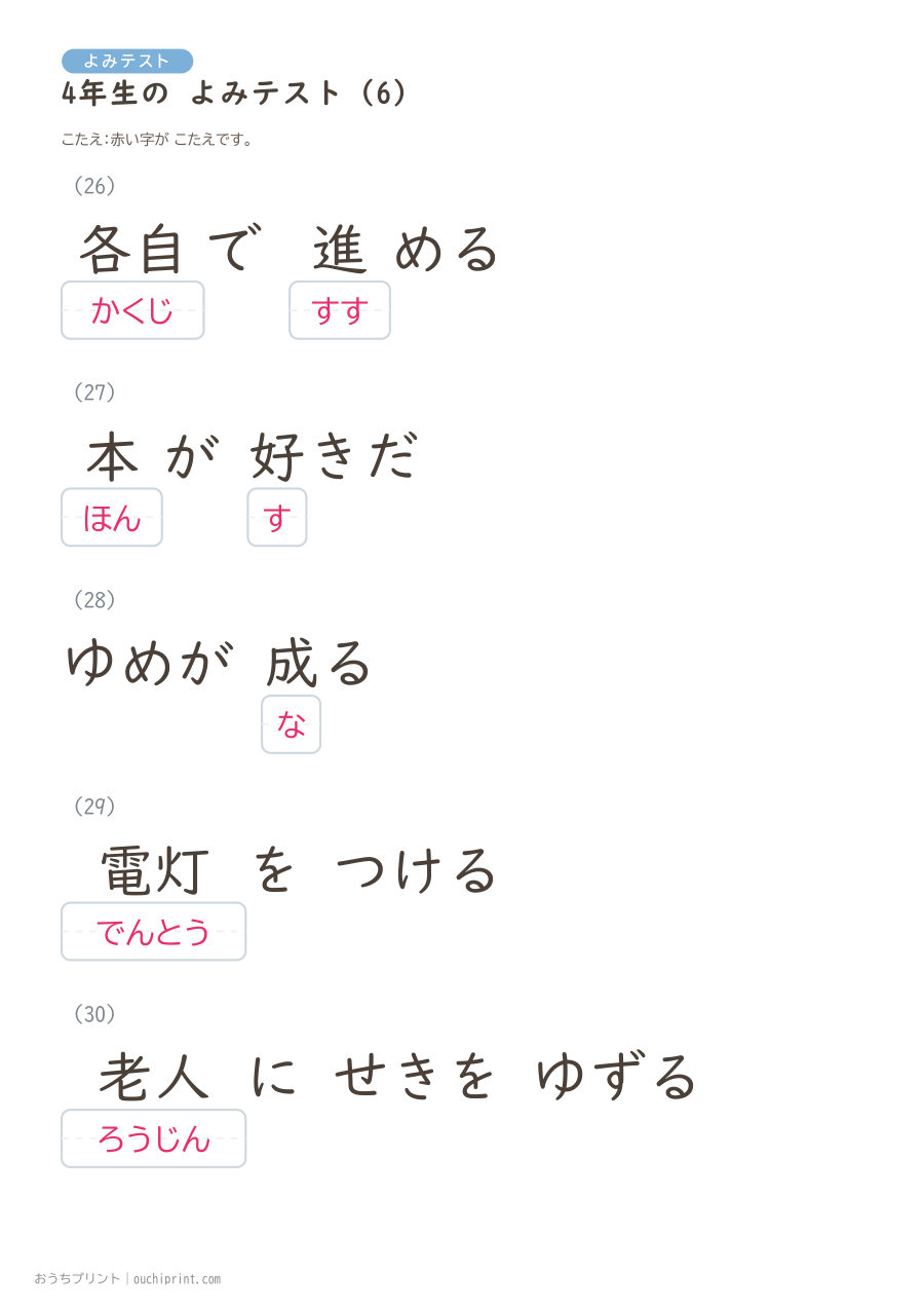 4年生の よみテスト(404問) 87ページめ
