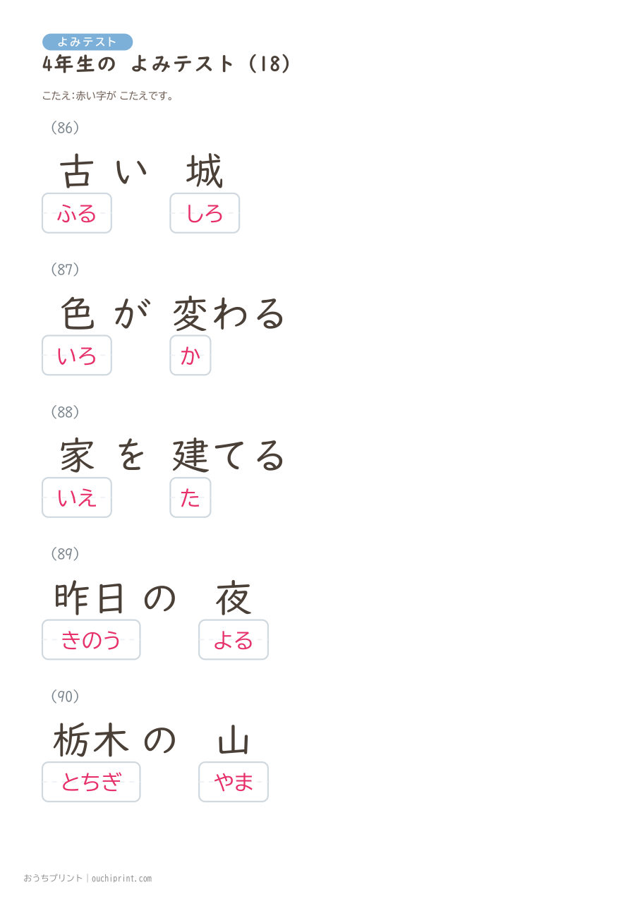 4年生の よみテスト(404問) 99ページめ