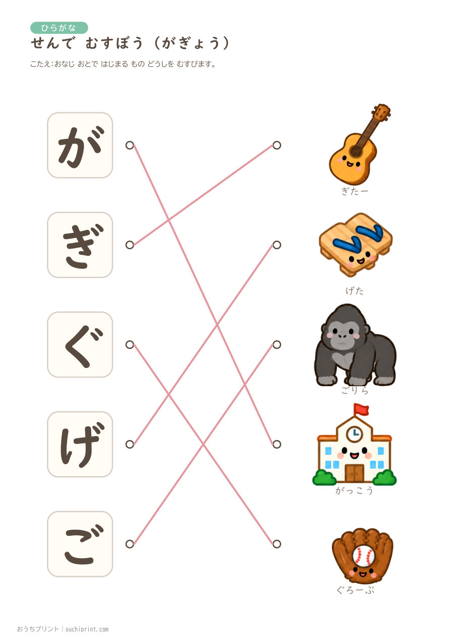 せんで むすぼう(だくおん・はんだくおん)が・ざ・だ・ば・ぱ 6ページめ