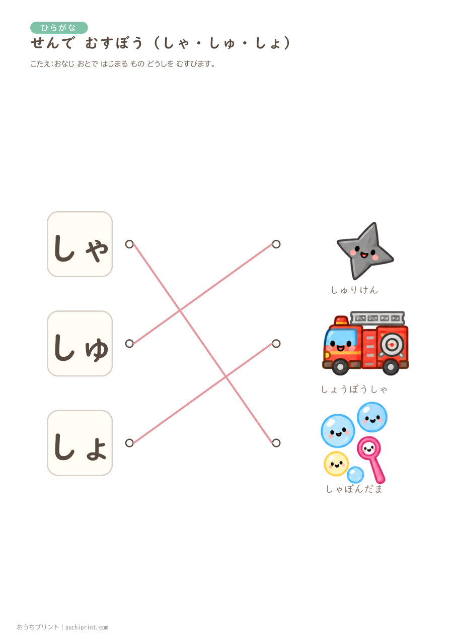 せんで むすぼう（ようおん）ちいさい ゃ・ゅ・ょ 7ページめ