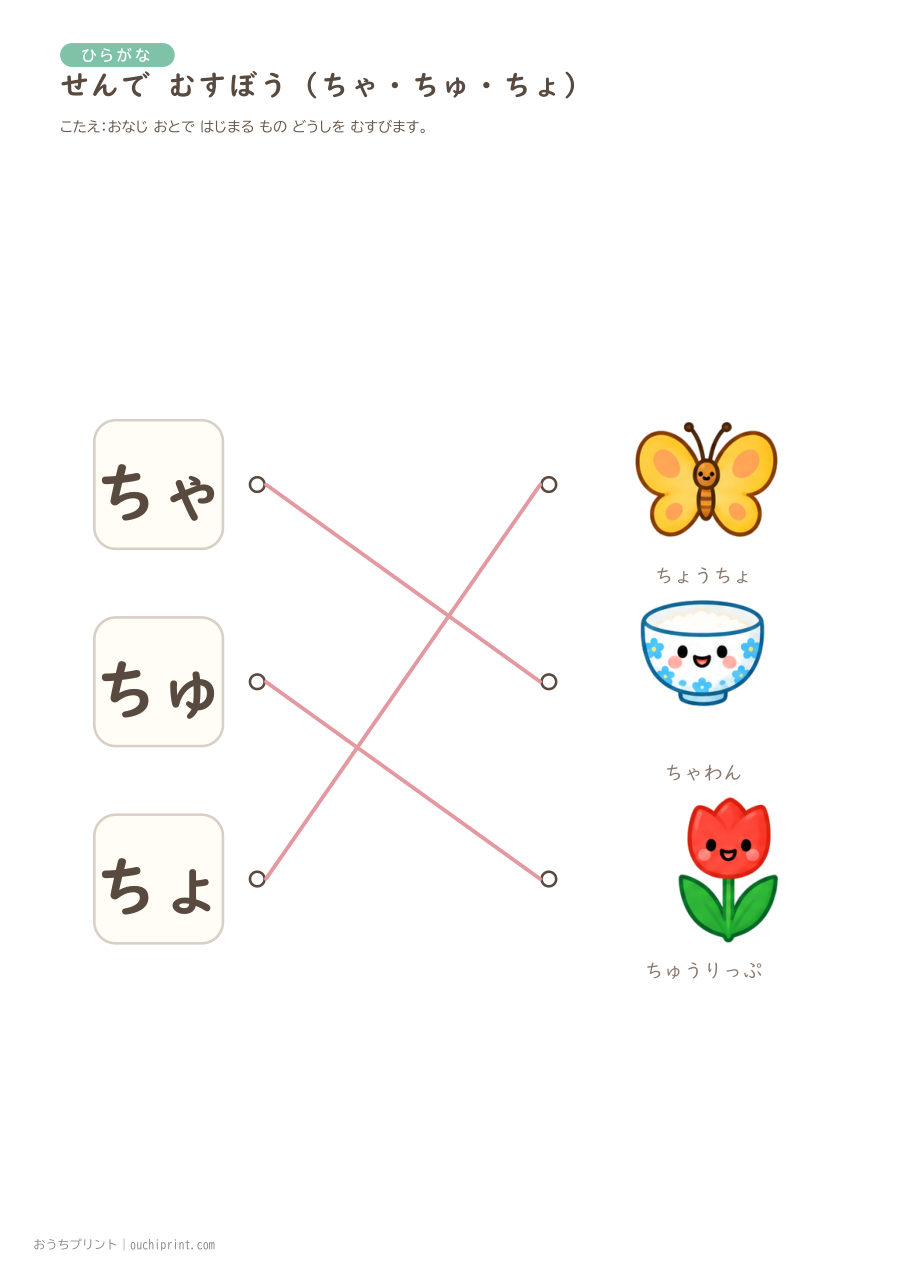 せんで むすぼう（ようおん）ちいさい ゃ・ゅ・ょ 8ページめ